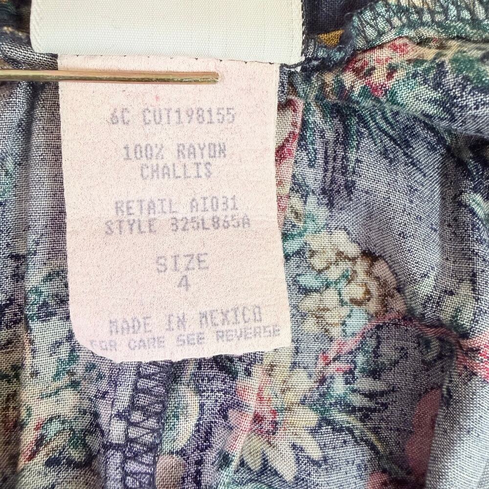 Vintage 90s Koret Floral Rose Midi Skirt Women's 4 Petite Romantic Button Front - Picture 11 of 14